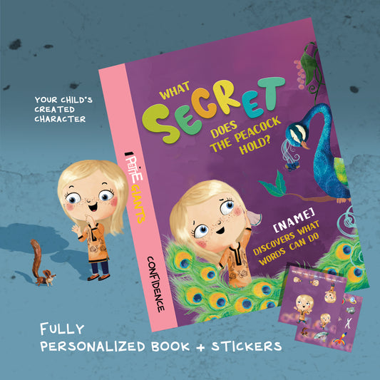 "What Secret Does the Peacock Hold?" Personalized Book with Stickers